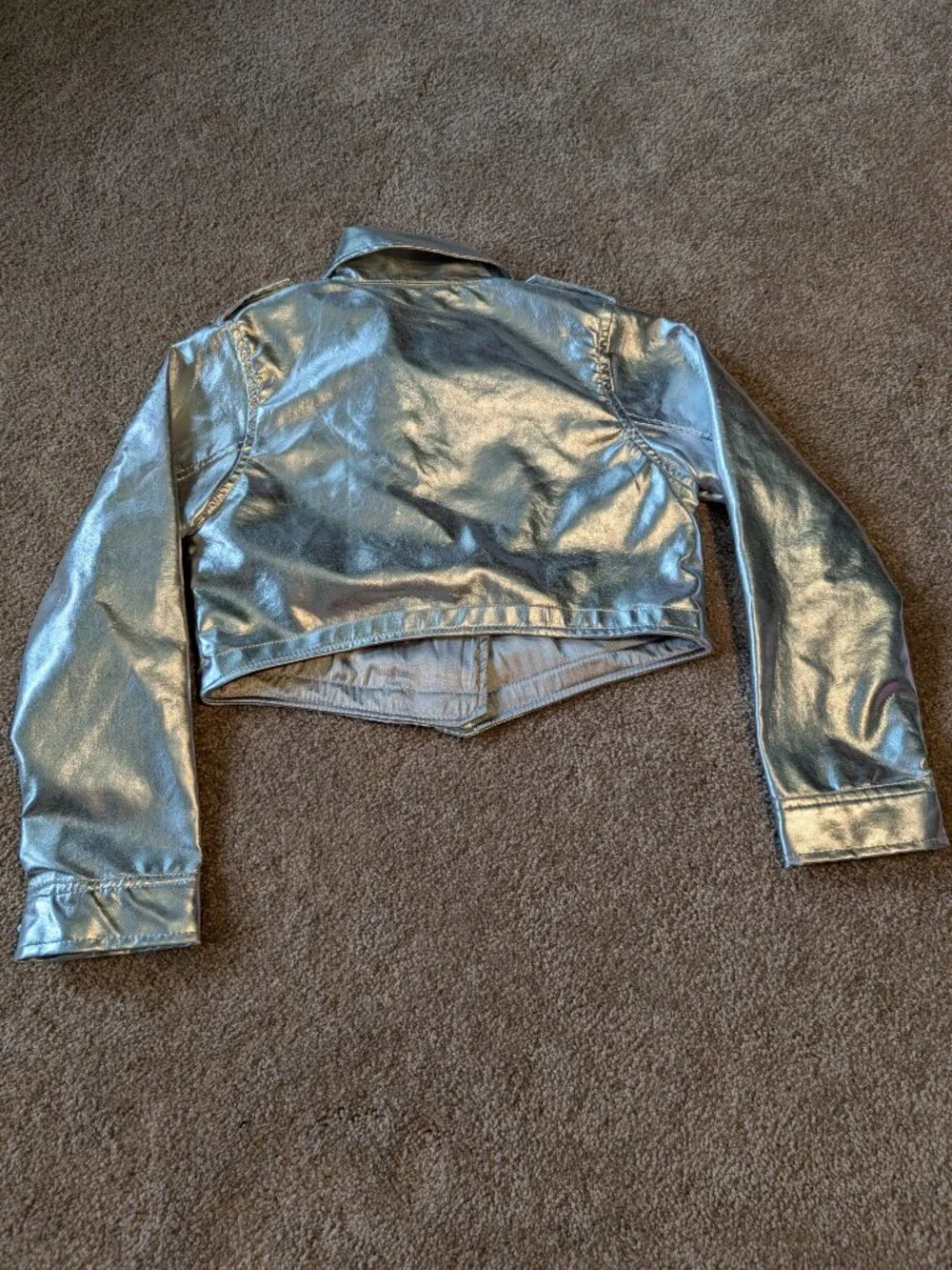 Short silver jacket coat with pockets size 5